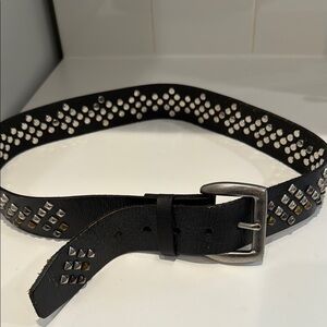 Black Studded Leather Belt